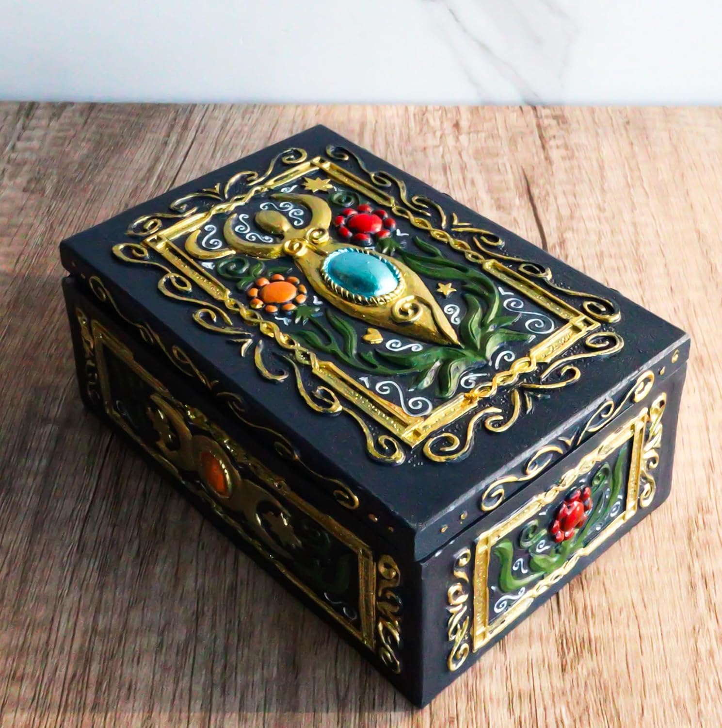 Goddess Tarot Deck Storage Box | 5.5" x 3.75" Decorative Card Holder for Tarot, Oracle & Spiritual Accessories