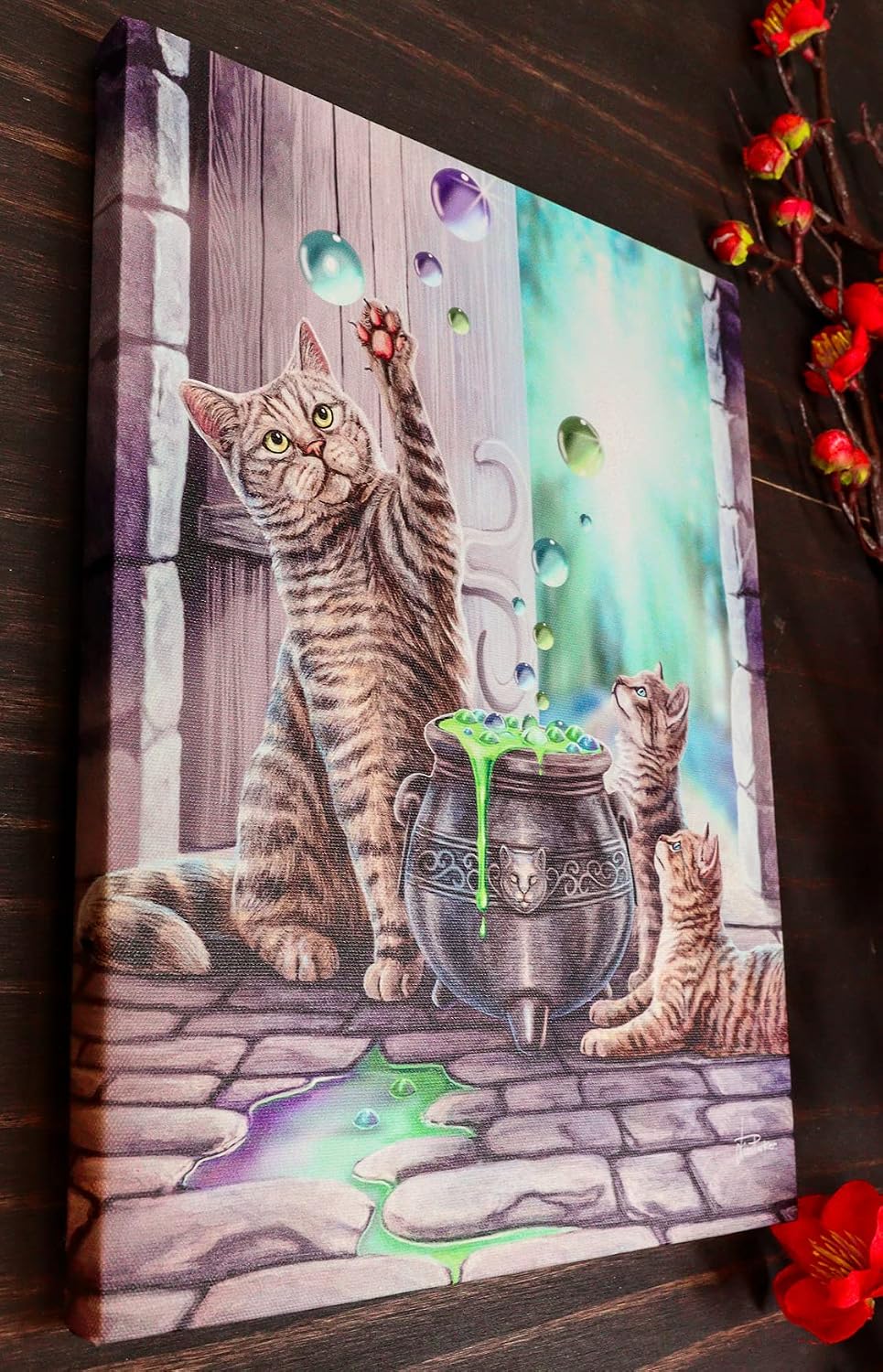 Hubble Hubble Cat And Kittens Magic Cauldron Canvas Framed Wall Art Wall Plaque - Lisa Parker - 7.5" W x 9.85"