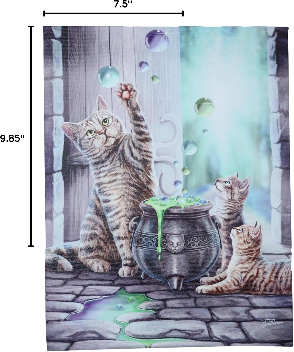 Hubble Hubble Cat And Kittens Magic Cauldron Canvas Framed Wall Art Wall Plaque - Lisa Parker - 7.5" W x 9.85"