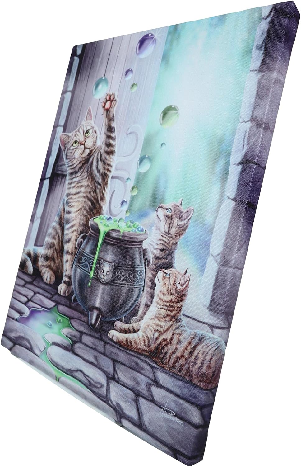 Hubble Hubble Cat And Kittens Magic Cauldron Canvas Framed Wall Art Wall Plaque - Lisa Parker - 7.5" W x 9.85"