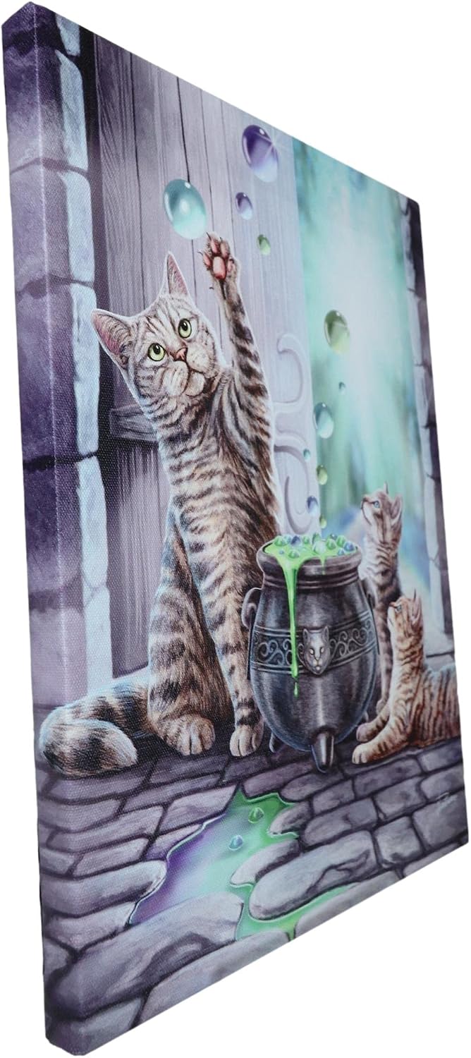 Hubble Hubble Cat And Kittens Magic Cauldron Canvas Framed Wall Art Wall Plaque - Lisa Parker - 7.5" W x 9.85"