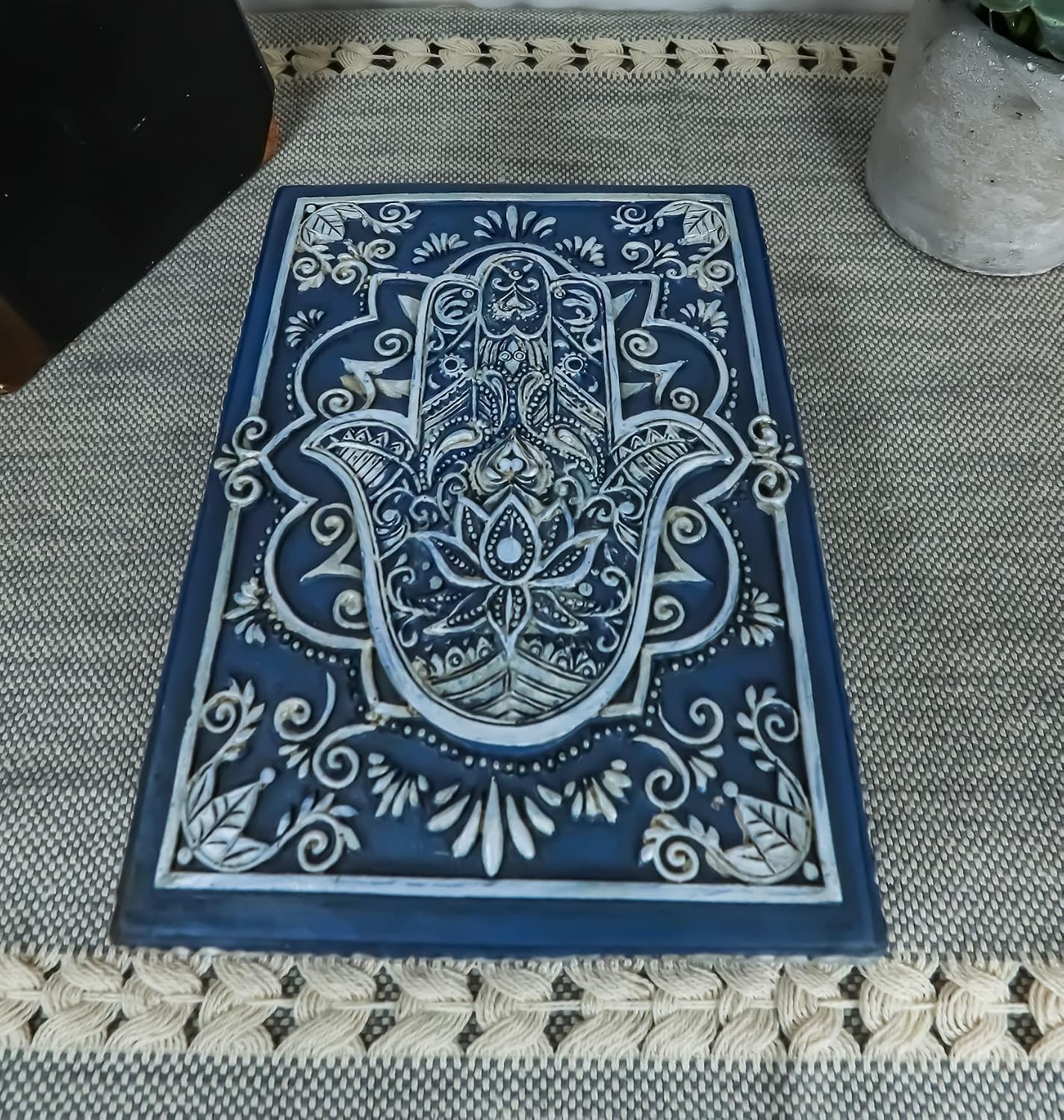 Hamsa Palm Tarot Deck Storage Box | 5.5" x 3.75" Decorative Card Holder for Tarot, Oracle & Spiritual Accessories