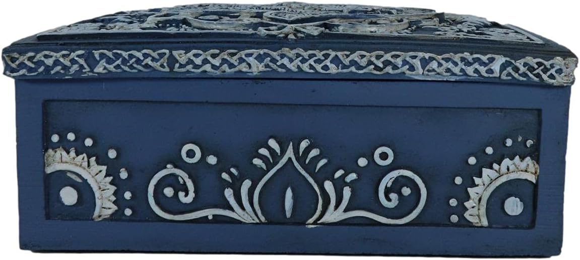 Hamsa Palm Tarot Deck Storage Box | 5.5" x 3.75" Decorative Card Holder for Tarot, Oracle & Spiritual Accessories