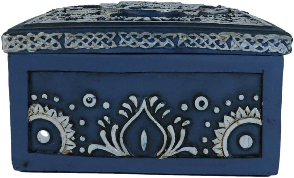 Hamsa Palm Tarot Deck Storage Box | 5.5" x 3.75" Decorative Card Holder for Tarot, Oracle & Spiritual Accessories
