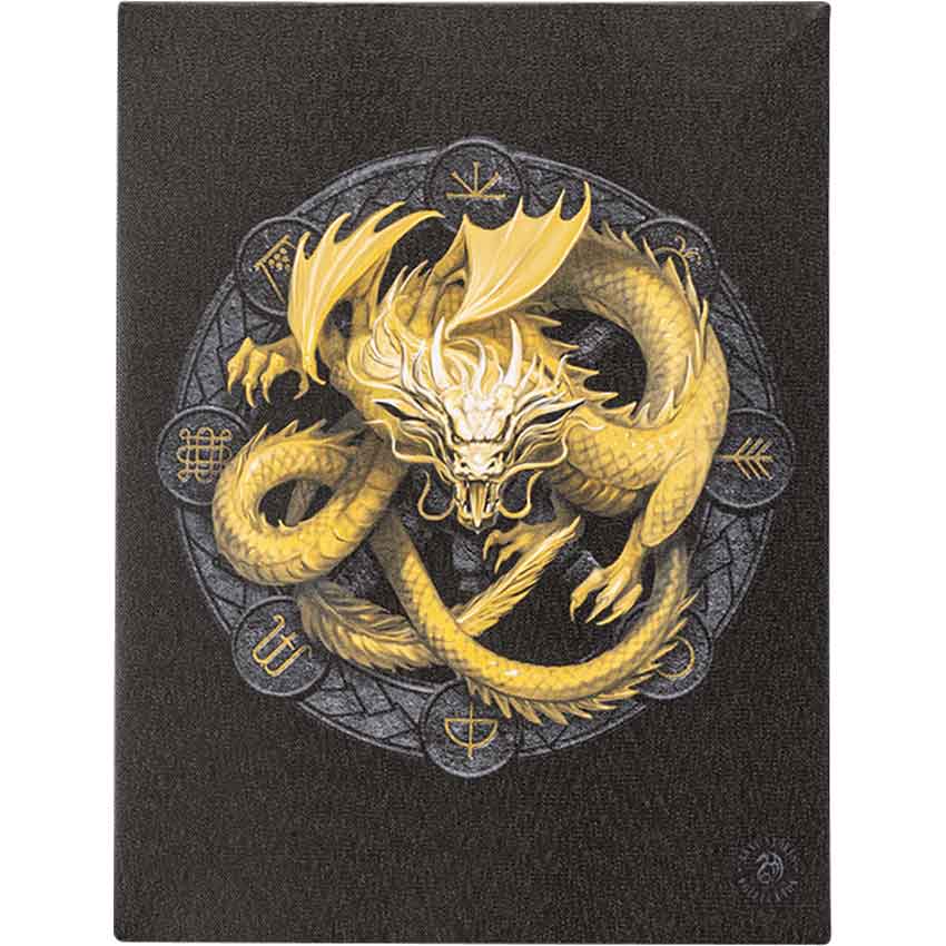 Imbolc Drake Sabbats Wheel of The Year Dragon Canvas Framed Wall Art Wall Plaque - Anne Stokes - 7.5" W x 9.85"