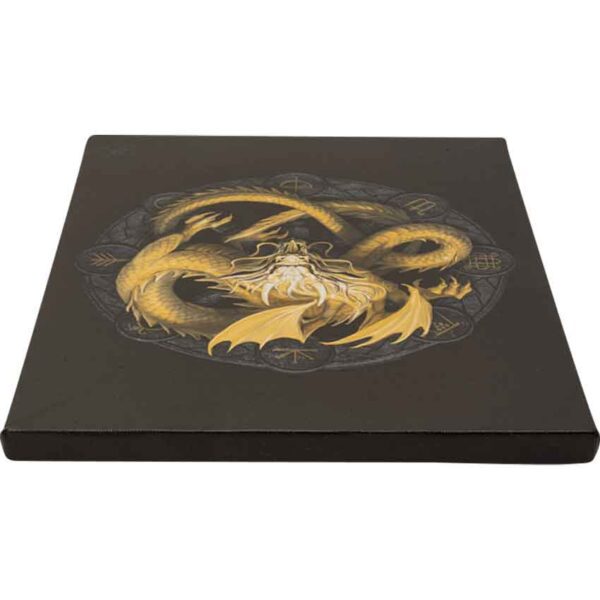 Imbolc Drake Sabbats Wheel of The Year Dragon Canvas Framed Wall Art Wall Plaque - Anne Stokes - 7.5" W x 9.85"