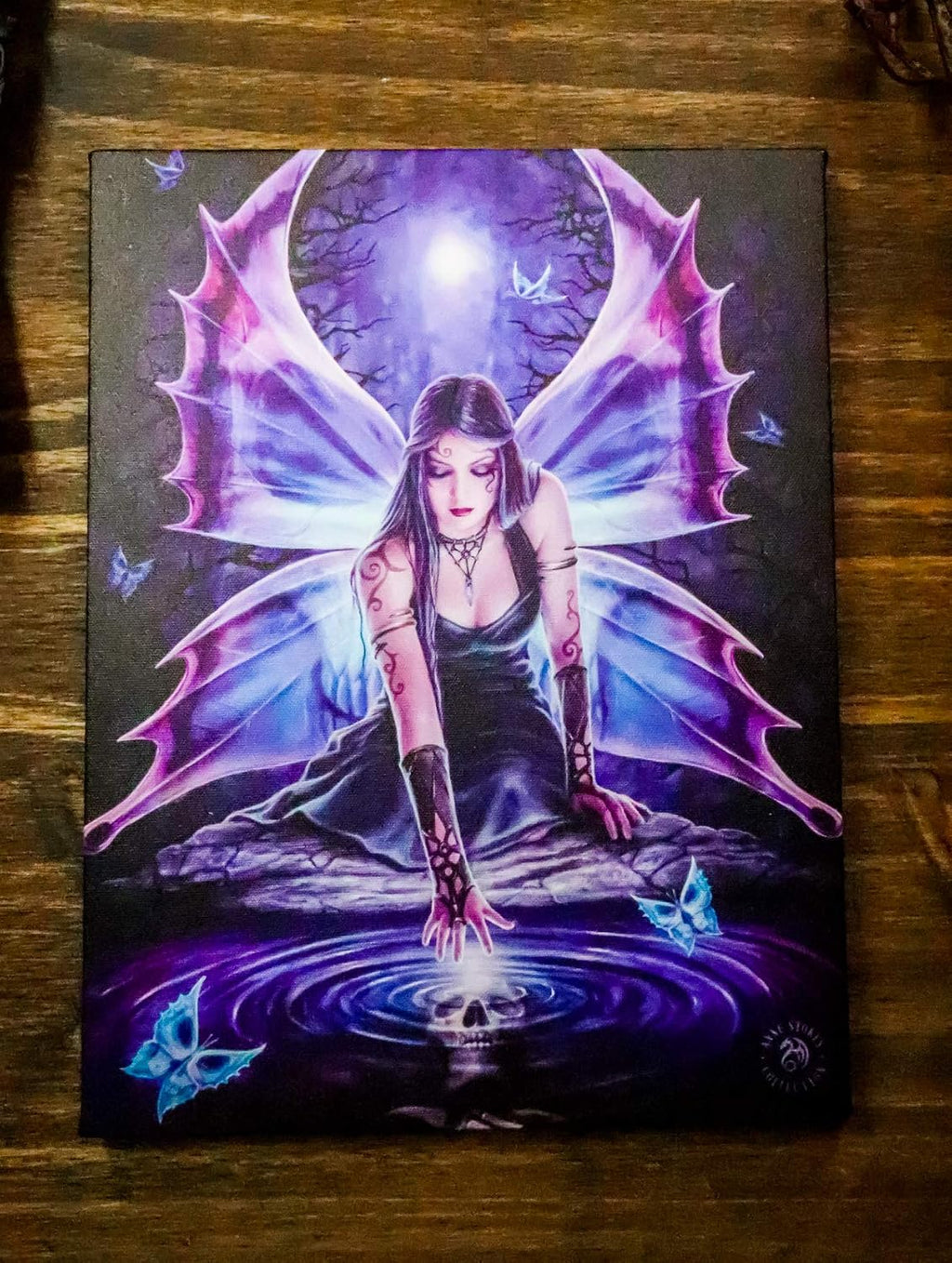 Immortal Flight Ripple Butterfly Fairy Canvas Framed Wall Art Wall Plaque - Anne Stokes - 7.5" W x 9.85"