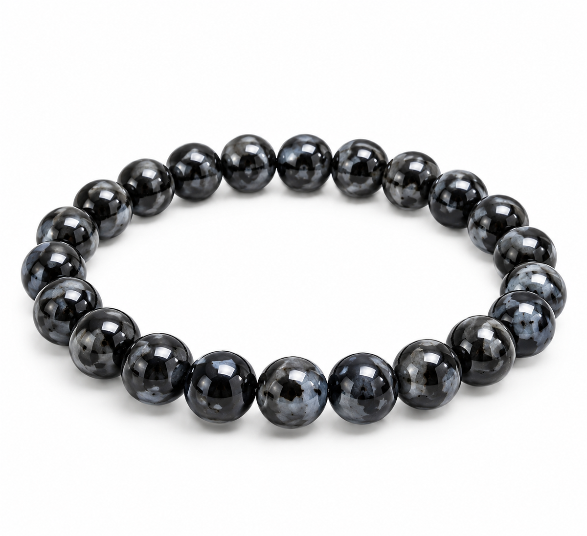 8mm Indigo Gabbro beaded bracelet on white background