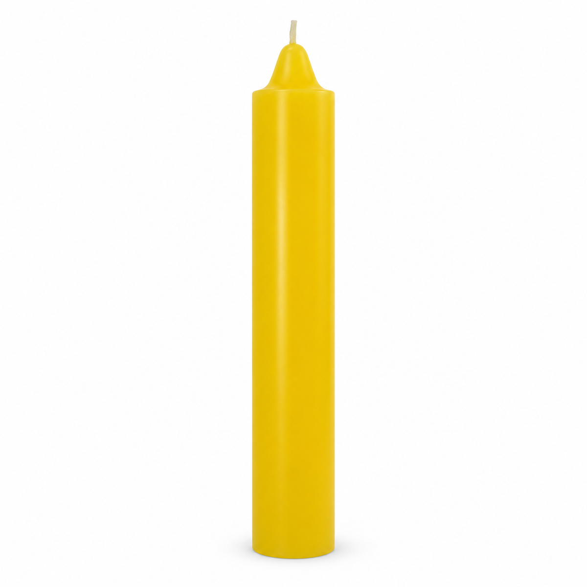 Yellow 9-inch jumbo altar candle on white background