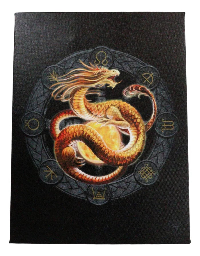 Litha Drake Sabbats Wheel of The Year Dragon Canvas Framed Wall Art Wall Plaque - Anne Stokes - 7.5" W x 9.85"