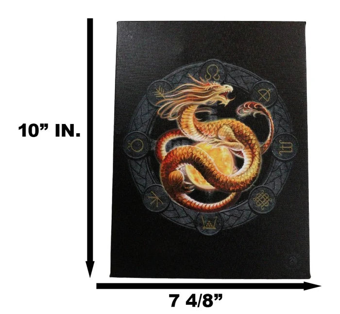 Litha Drake Sabbats Wheel of The Year Dragon Canvas Framed Wall Art Wall Plaque - Anne Stokes - 7.5" W x 9.85"