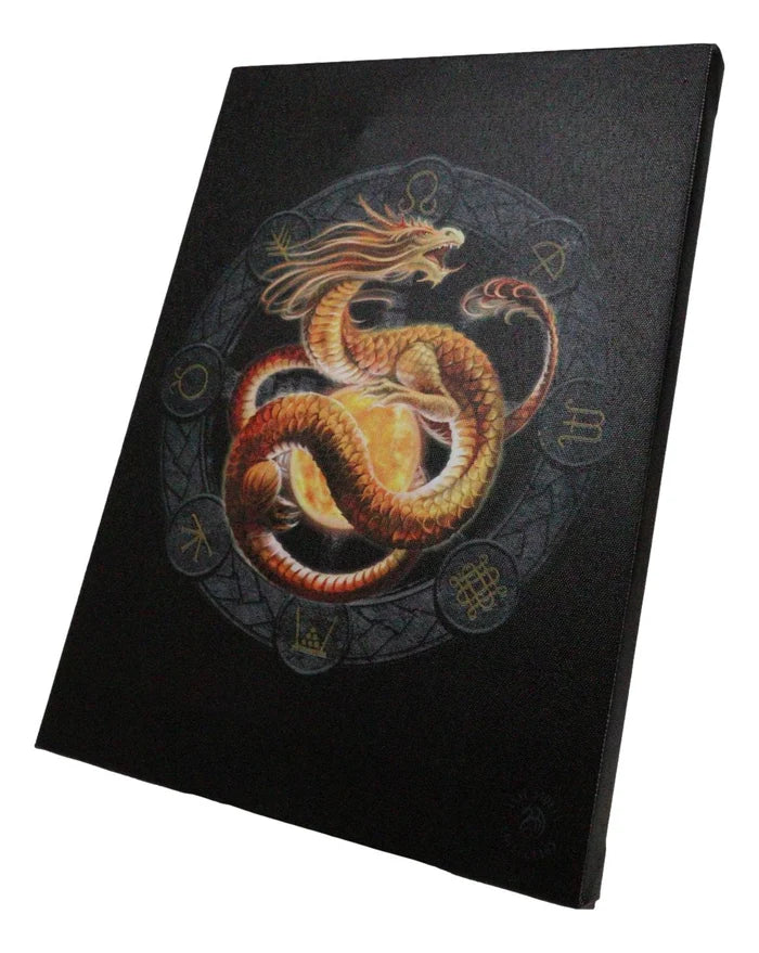 Litha Drake Sabbats Wheel of The Year Dragon Canvas Framed Wall Art Wall Plaque - Anne Stokes - 7.5" W x 9.85"