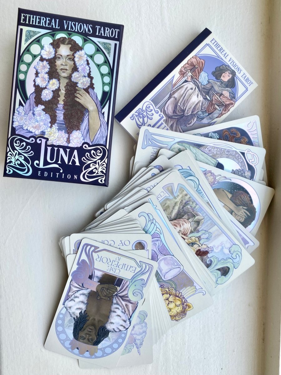 Ethereal Visions Tarot Luna Edition box, guidebook and illustrated cards