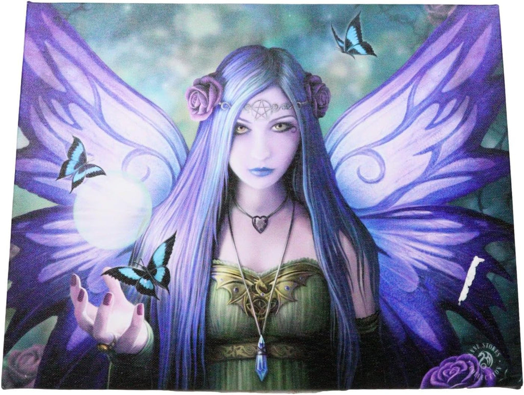 Mystic Aura Butterfly Fairy Canvas Framed Wall Art Wall Plaque - Anne Stokes - 7.5" W x 9.85"