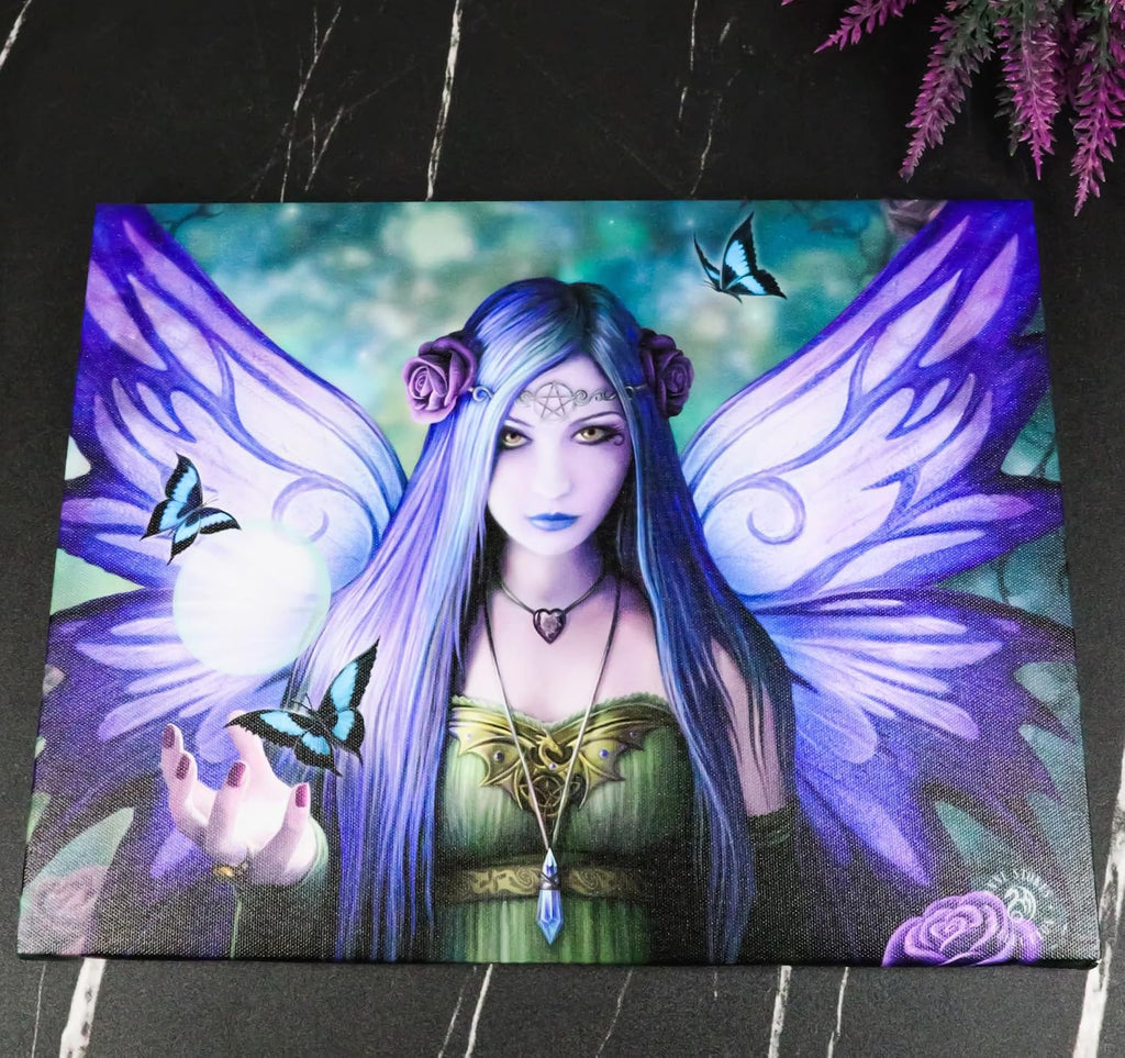 Mystic Aura Butterfly Fairy Canvas Framed Wall Art Wall Plaque - Anne Stokes - 7.5" W x 9.85"