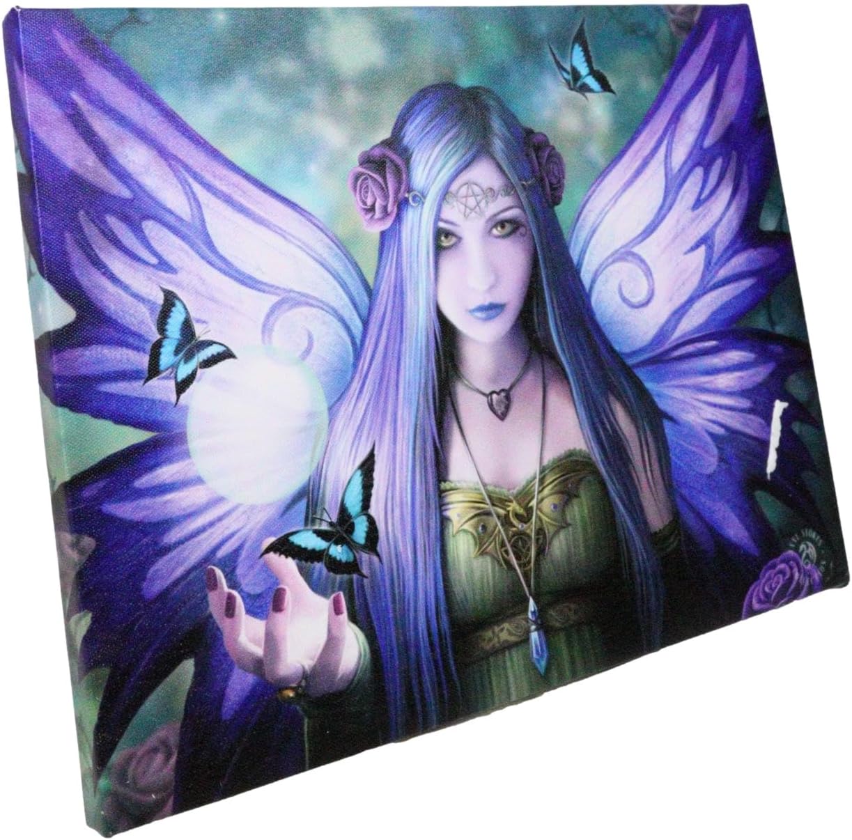 Mystic Aura Butterfly Fairy Canvas Framed Wall Art Wall Plaque - Anne Stokes - 7.5" W x 9.85"