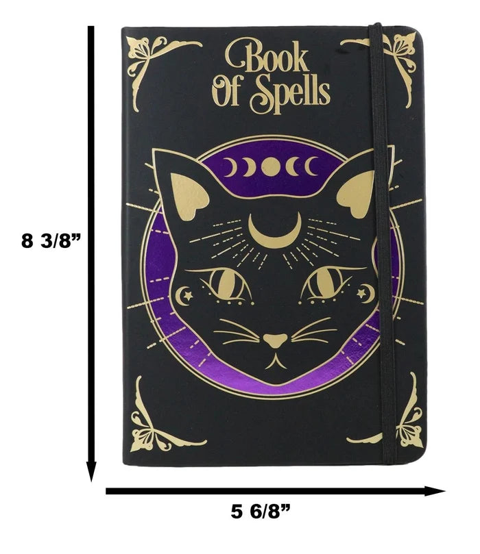 Mystic Mog Cat Book Of Spells Lined Pages Hard Cover Journal Book With Bookmark And Cord