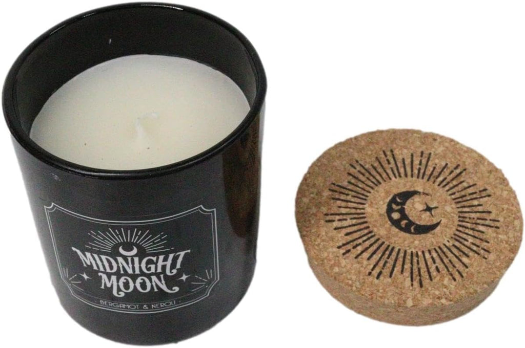 Wicca Mystic Midnight Ritual Scented Pillar Candle with Cork Lid Witchcraft New Age Apothecary Celestial Home Fragrance Aromatherapy (Midnight Moon Bergamot and Neroli Orange)