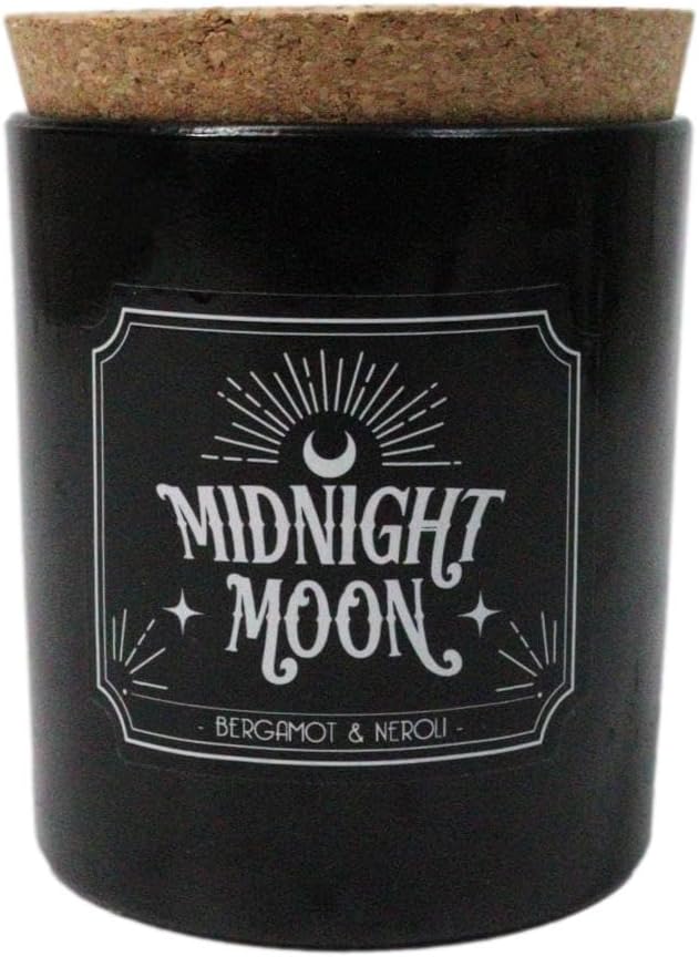 Wicca Mystic Midnight Ritual Scented Pillar Candle with Cork Lid Witchcraft New Age Apothecary Celestial Home Fragrance Aromatherapy (Midnight Moon Bergamot and Neroli Orange)