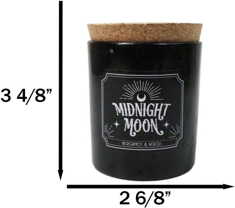 Wicca Mystic Midnight Ritual Scented Pillar Candle with Cork Lid Witchcraft New Age Apothecary Celestial Home Fragrance Aromatherapy (Midnight Moon Bergamot and Neroli Orange)