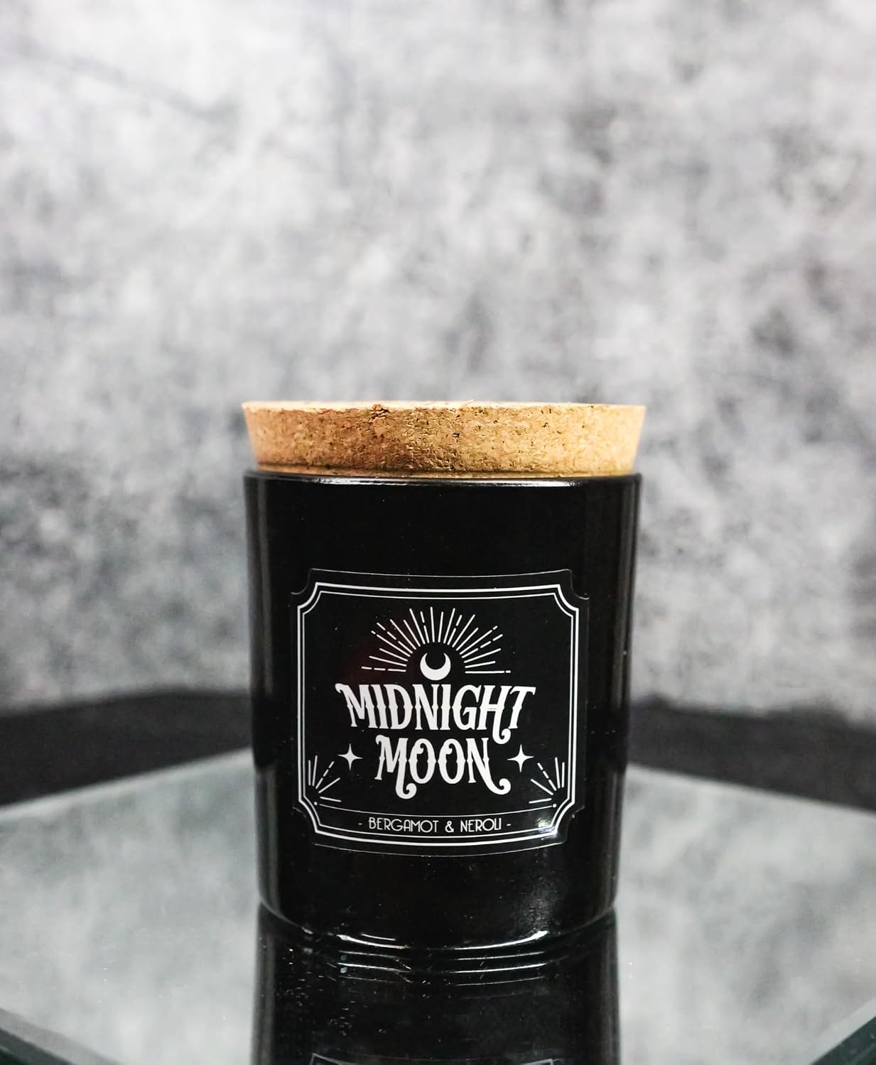 Wicca Mystic Midnight Ritual Scented Pillar Candle with Cork Lid Witchcraft New Age Apothecary Celestial Home Fragrance Aromatherapy (Midnight Moon Bergamot and Neroli Orange)