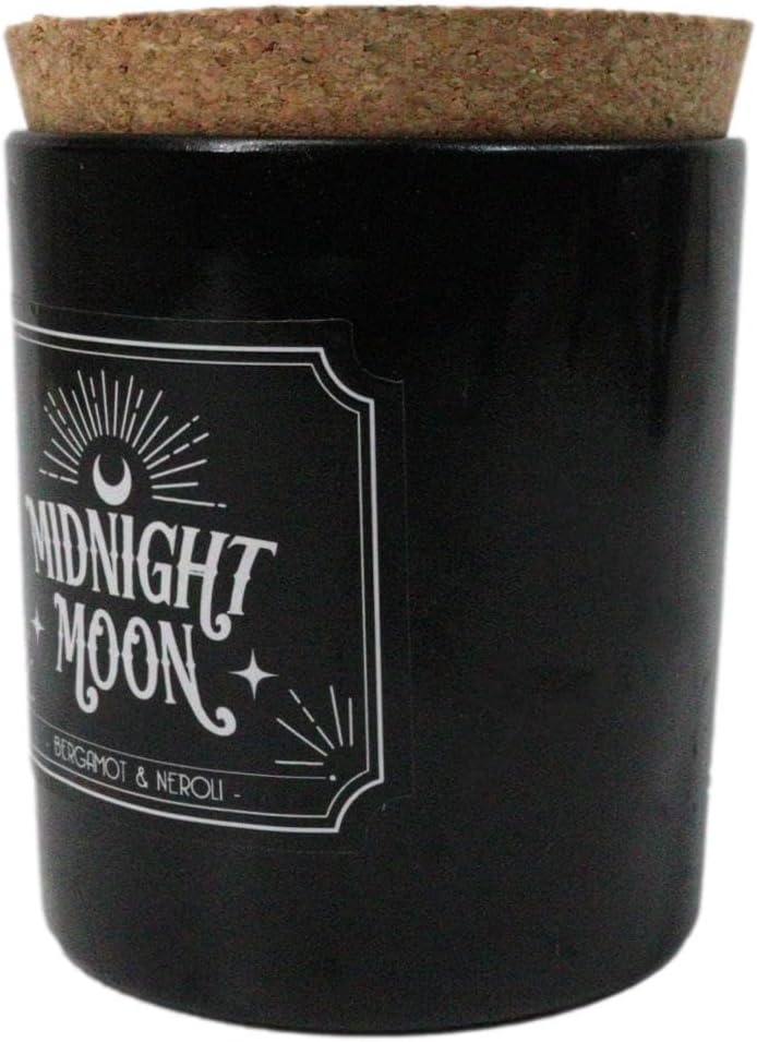 Wicca Mystic Midnight Ritual Scented Pillar Candle with Cork Lid Witchcraft New Age Apothecary Celestial Home Fragrance Aromatherapy (Midnight Moon Bergamot and Neroli Orange)
