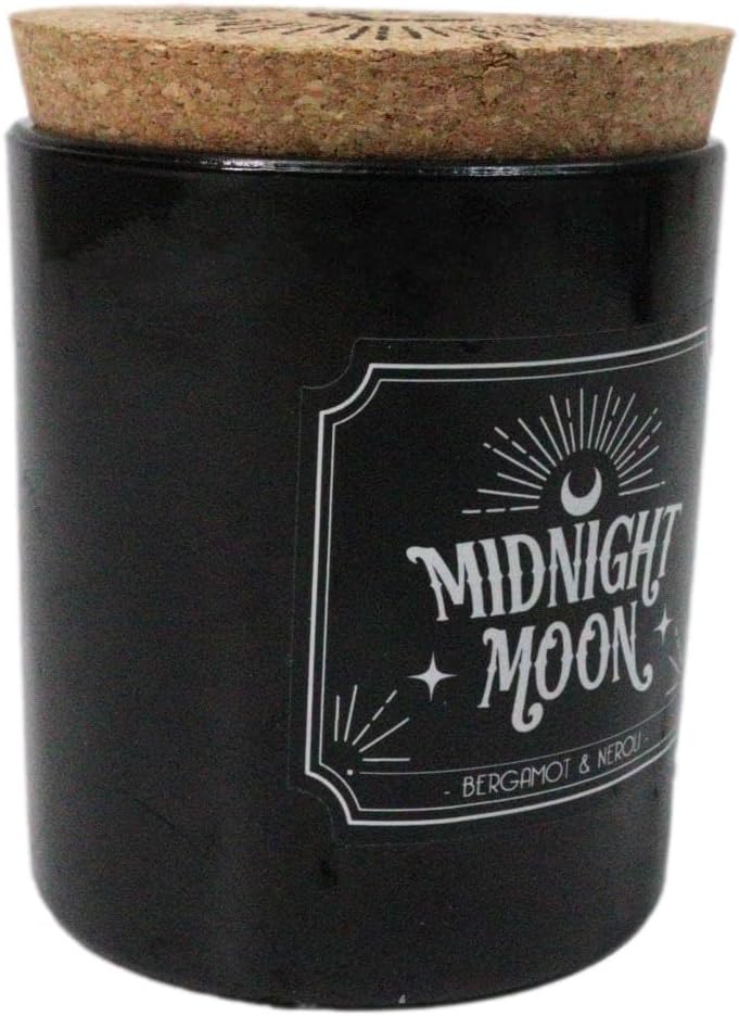 Wicca Mystic Midnight Ritual Scented Pillar Candle with Cork Lid Witchcraft New Age Apothecary Celestial Home Fragrance Aromatherapy (Midnight Moon Bergamot and Neroli Orange)
