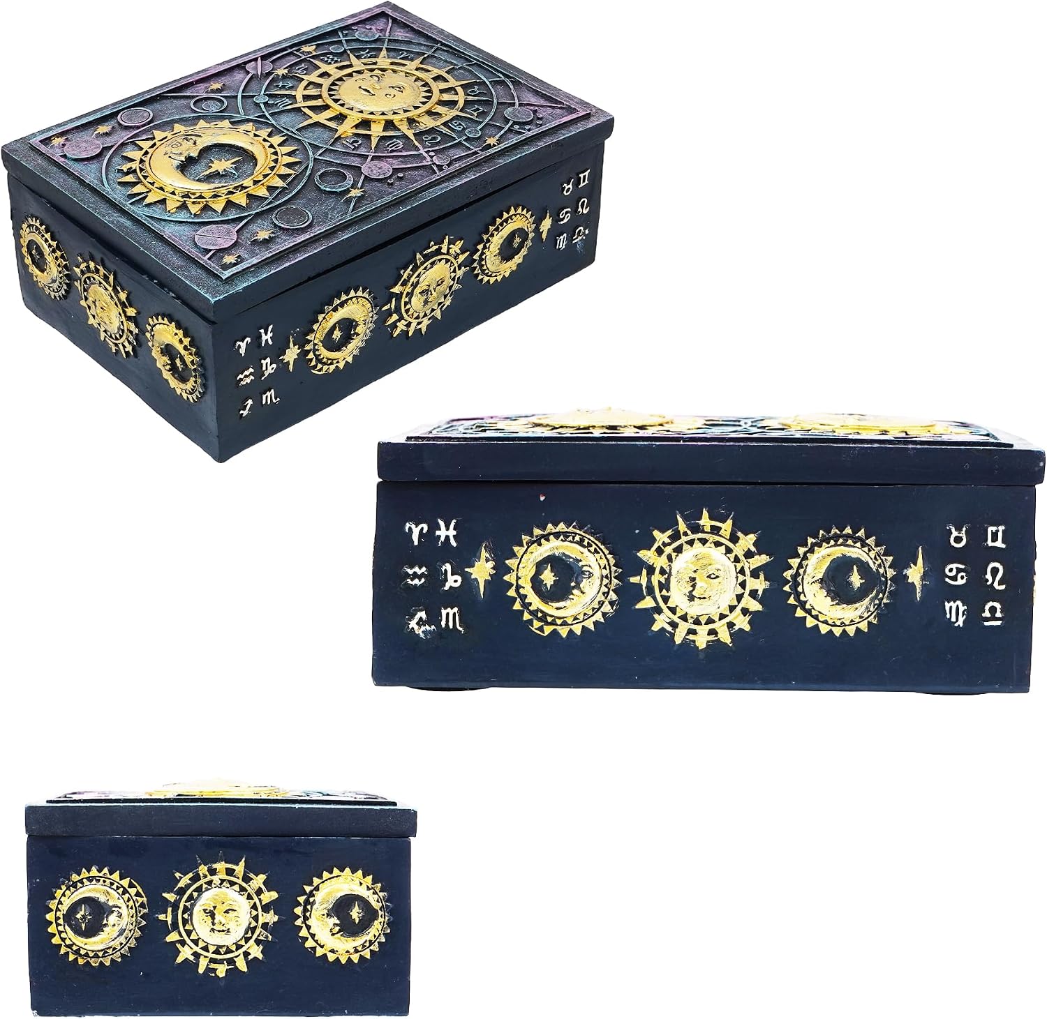 Moon & Stars Design Tarot Deck Storage Box | 5.5" x 3.75" Decorative Card Holder for Tarot, Oracle & Spiritual Accessories