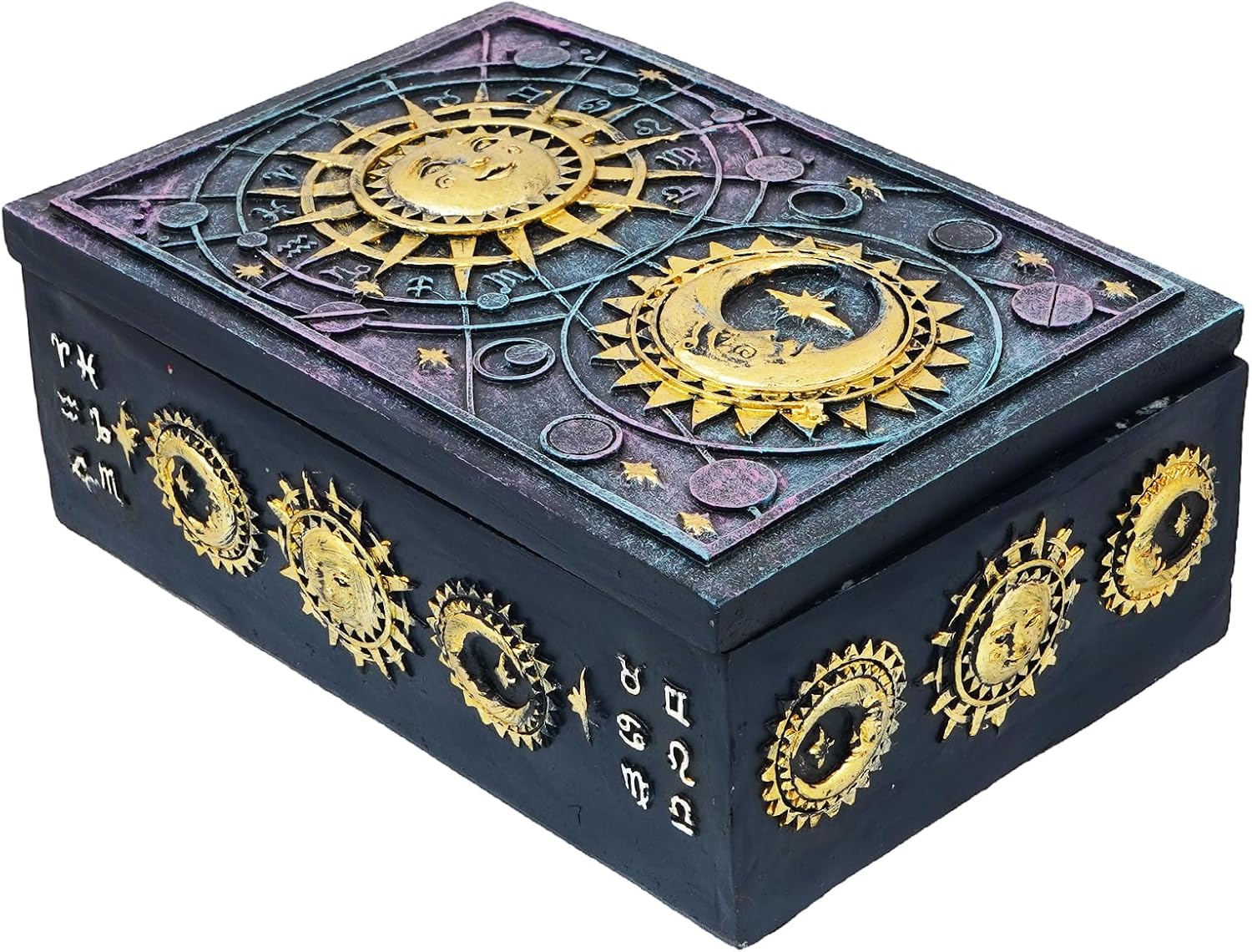 Moon & Stars Design Tarot Deck Storage Box | 5.5" x 3.75" Decorative Card Holder for Tarot, Oracle & Spiritual Accessories