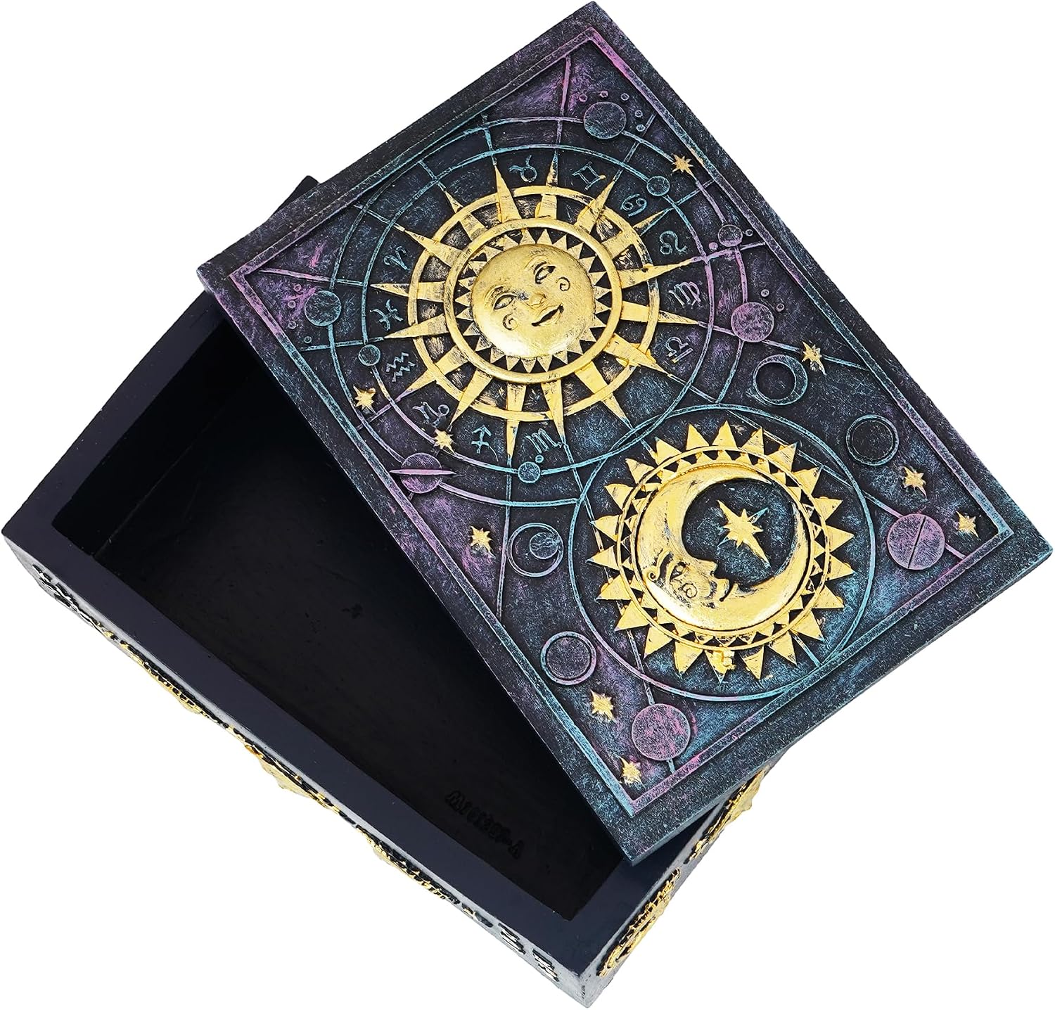 Moon & Stars Design Tarot Deck Storage Box | 5.5" x 3.75" Decorative Card Holder for Tarot, Oracle & Spiritual Accessories