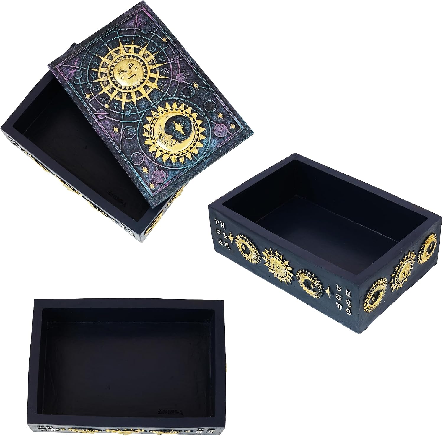 Moon & Stars Design Tarot Deck Storage Box | 5.5" x 3.75" Decorative Card Holder for Tarot, Oracle & Spiritual Accessories