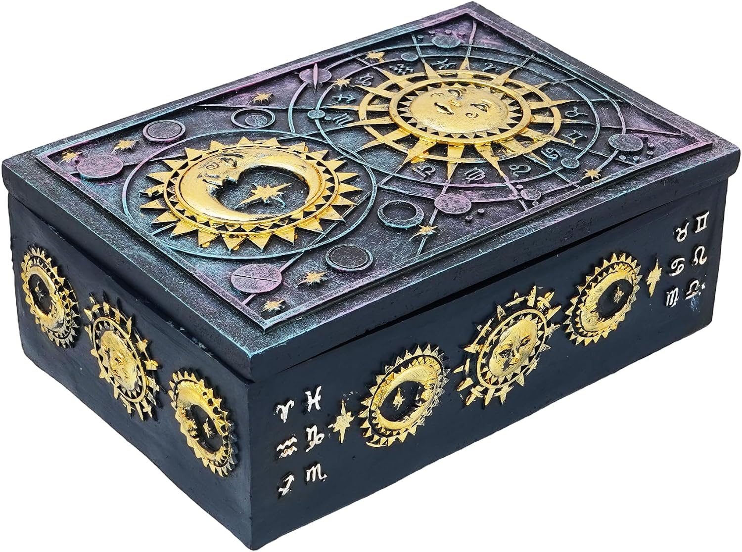 Moon & Stars Design Tarot Deck Storage Box | 5.5" x 3.75" Decorative Card Holder for Tarot, Oracle & Spiritual Accessories