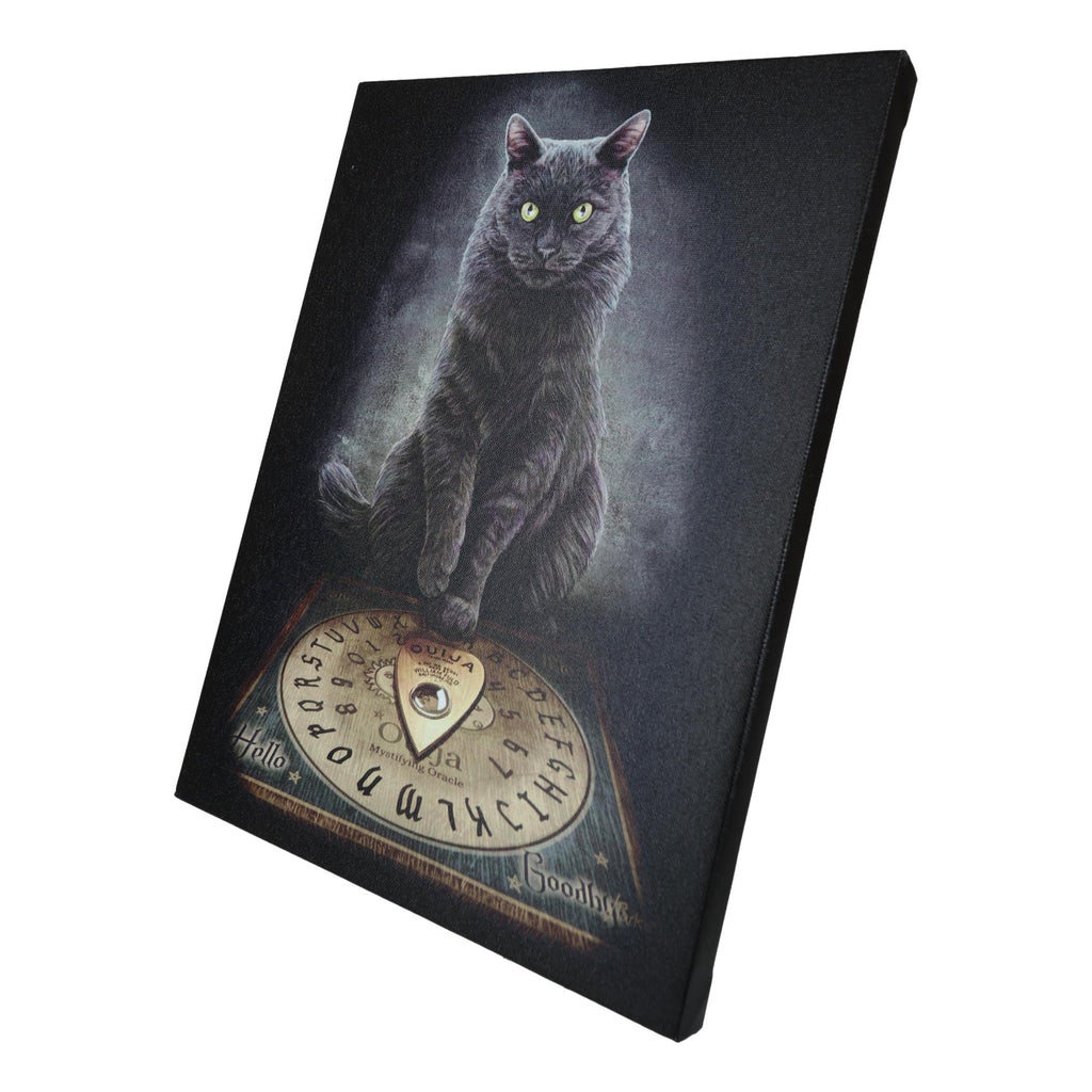 His Masters Voice Black Cat With Ouija Board Canvas Wall Art Wall Plaque - Lisa Parker - 7.5" W x 9.85"