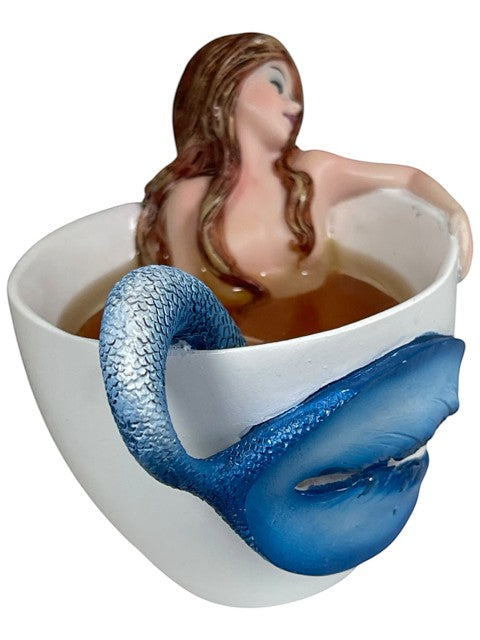 My Store Amy Brown "Relaxing Mermaid" figurine in a teacup with blue tail.