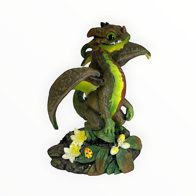 My Store Green Thumb Garden Fruits Series "Avocado Dragon" figurine with green and brown tones, detailed wings, and a ladybug.