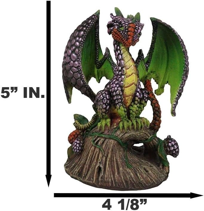 My Store Green Thumb Garden Fruits Series "Blackberry Dragon" figurine by Stanley Morrison. Detailed resin dragon with purple scales, green wings, and red accents.