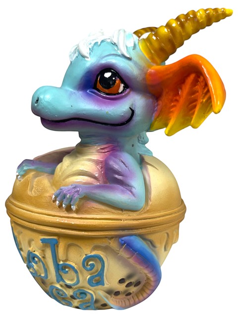 My Store Boba Tea with George figurine, a blue dragon with purple and orange accents emerging from a golden boba cup.