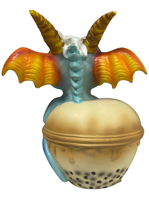 My Store Boba Tea with George figurine, a blue dragon with orange wings and yellow horns, holding a boba tea cup.