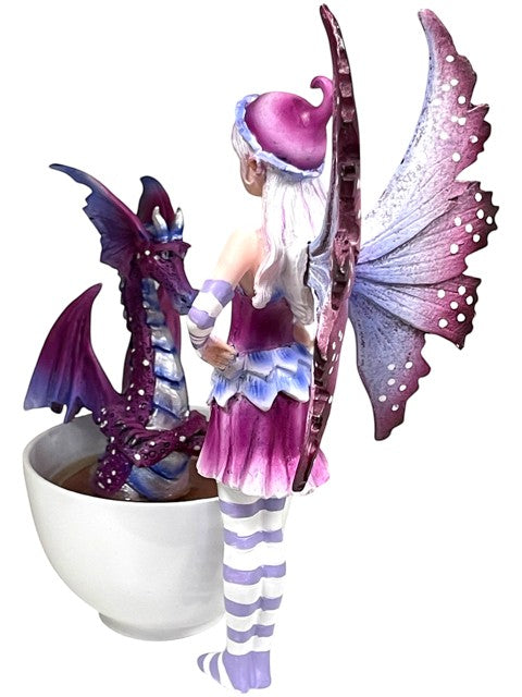 My Store Amy Brown Get Out of My Tub Cup Fairy Dragon figurine with purple dragon in a white cup.