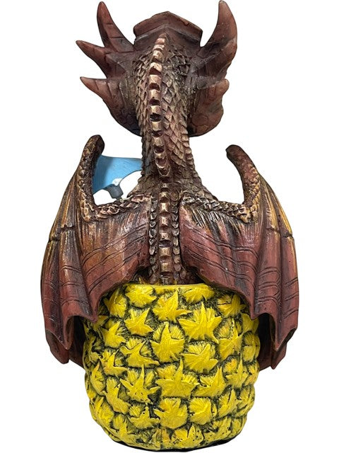 My Store Mai Tai Dragon figurine with brown wings and scales, sitting on a yellow pineapple base.