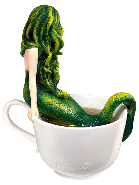 My Store Amy Brown Mermaid Blend Fantasy Art Figurine Collectible sitting in a white teacup filled with tea.