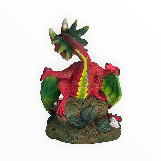 My Store Green Thumb Garden Fruits Series "Strawberry Dragon" figurine by Stanley Morrison. Red dragon with green wings and accents.