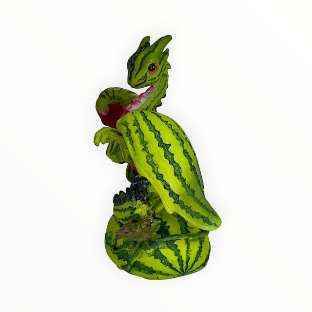 My Store Green Thumb Garden Fruits Series "Watermelon Dragon" figurine by Stanley Morrison. This green dragon figurine is designed to look like a watermelon.