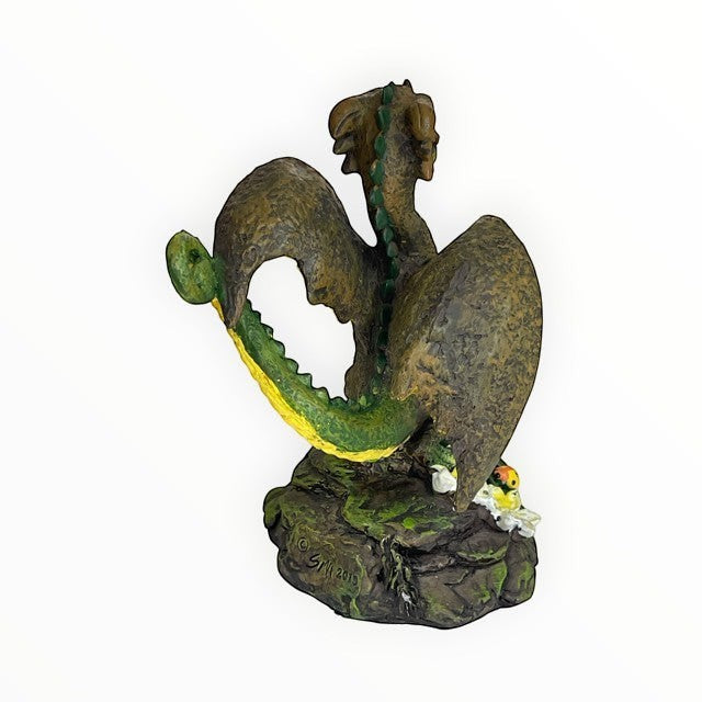 My Store Green Thumb Garden Fruits Series "Avocado Dragon" figurine by Stanley Morrison. Textured brown and green dragon with yellow accents.