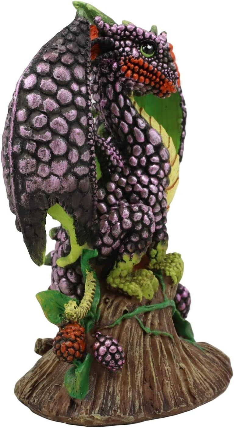 My Store Green Thumb Garden Blackberry Dragon figurine by Stanley Morrison. Purple dragon with green wings, red accents, and blackberry details.