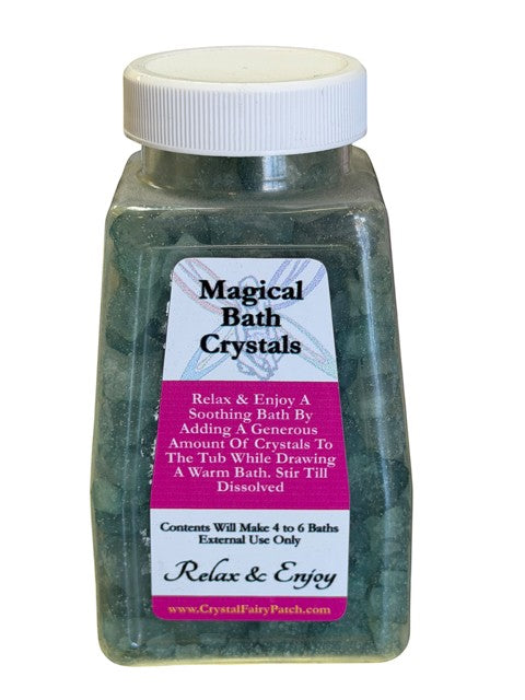 My Store Crystal Fairy Patch Endurance Bath Salts in teal-hued crystals, promotes tolerance and patience.