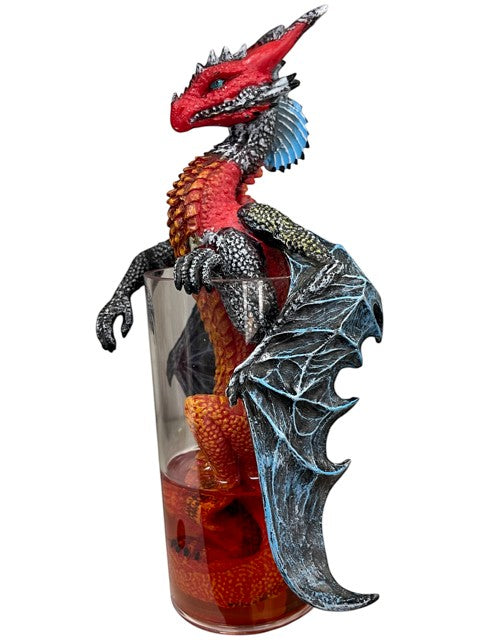 My Store Drinks and Dragons Long Island Iced Tea figurine: red and orange dragon with blue accents, perched in a glass.