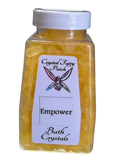 My Store Crystal Fairy Patch Empower Bath Salts, sun-kissed yellow bath crystals infused with uplifting fragrance for self-love and strength.