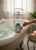 My Store Crystal Fairy Patch Endurance Bath Salts in teal, promoting tolerance and lasting energy. Relaxing bath with rose petals.
