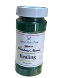 My Store Crystal Fairy Patch Healing Powdered Incense in a clear plastic container with a white lid. Green powder.